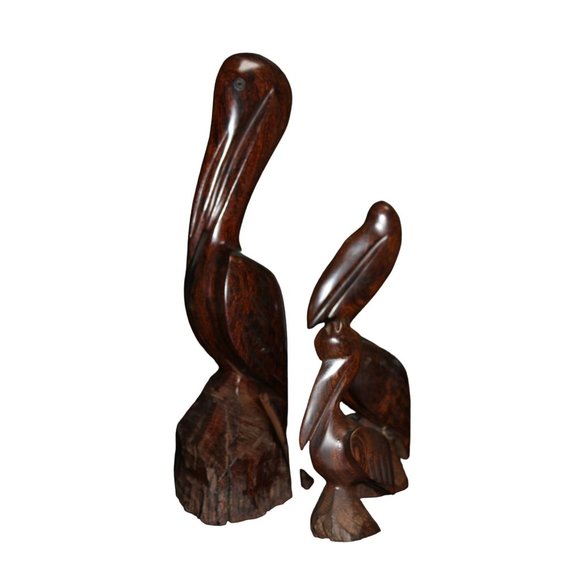 Set of 3 Ironwood Pelican Carved Statues approx $50 - Picture 1 of 16